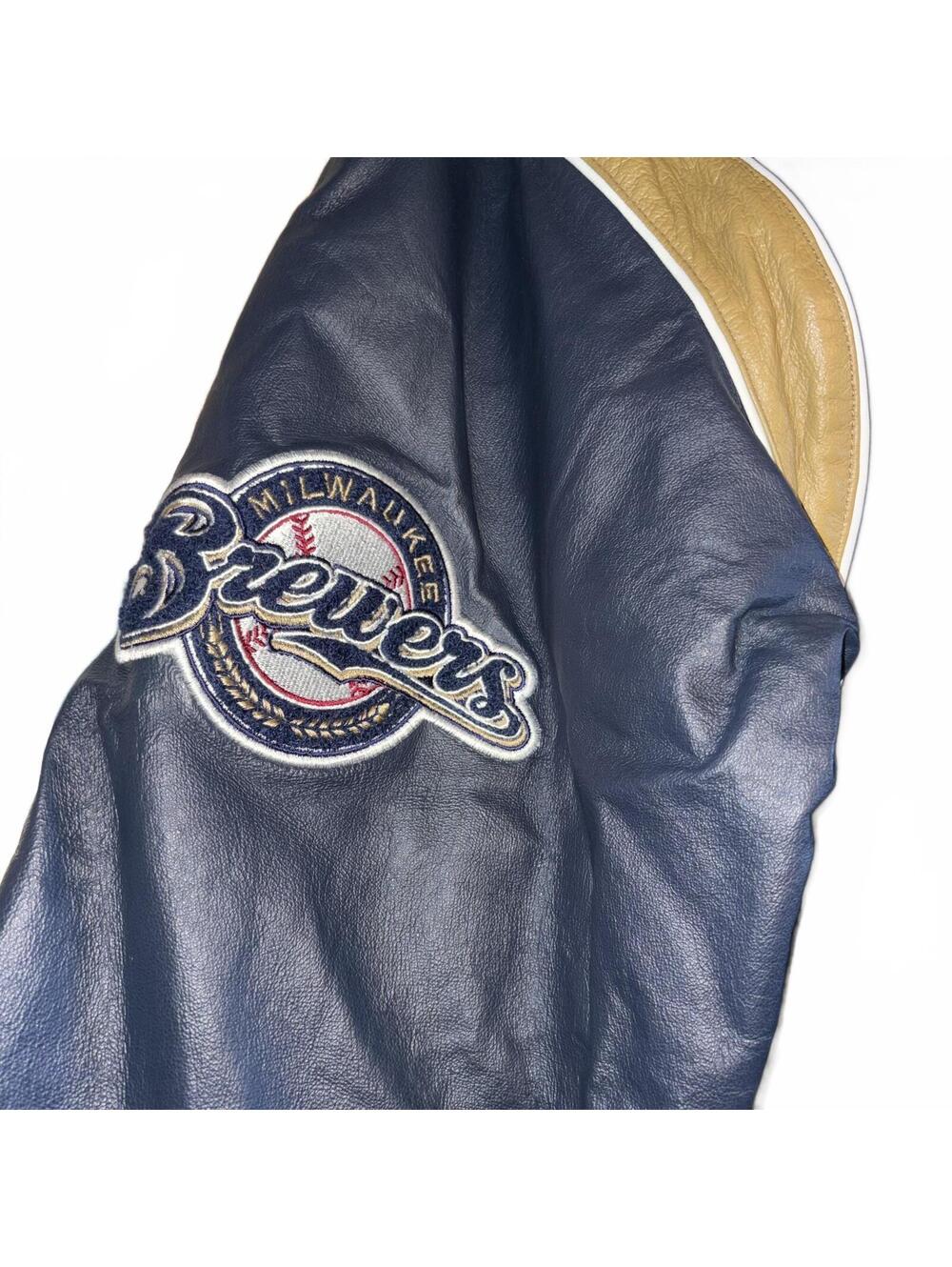 Vintage RARE Jeff Hamilton Mens M Milwaukee Brewers Reversible Varsity Jacket - Picture 7 of 9